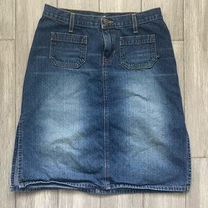 Abercrombie & Fitch Vintage Blue Denim Knee-Length Women's Skirt Front Pockets